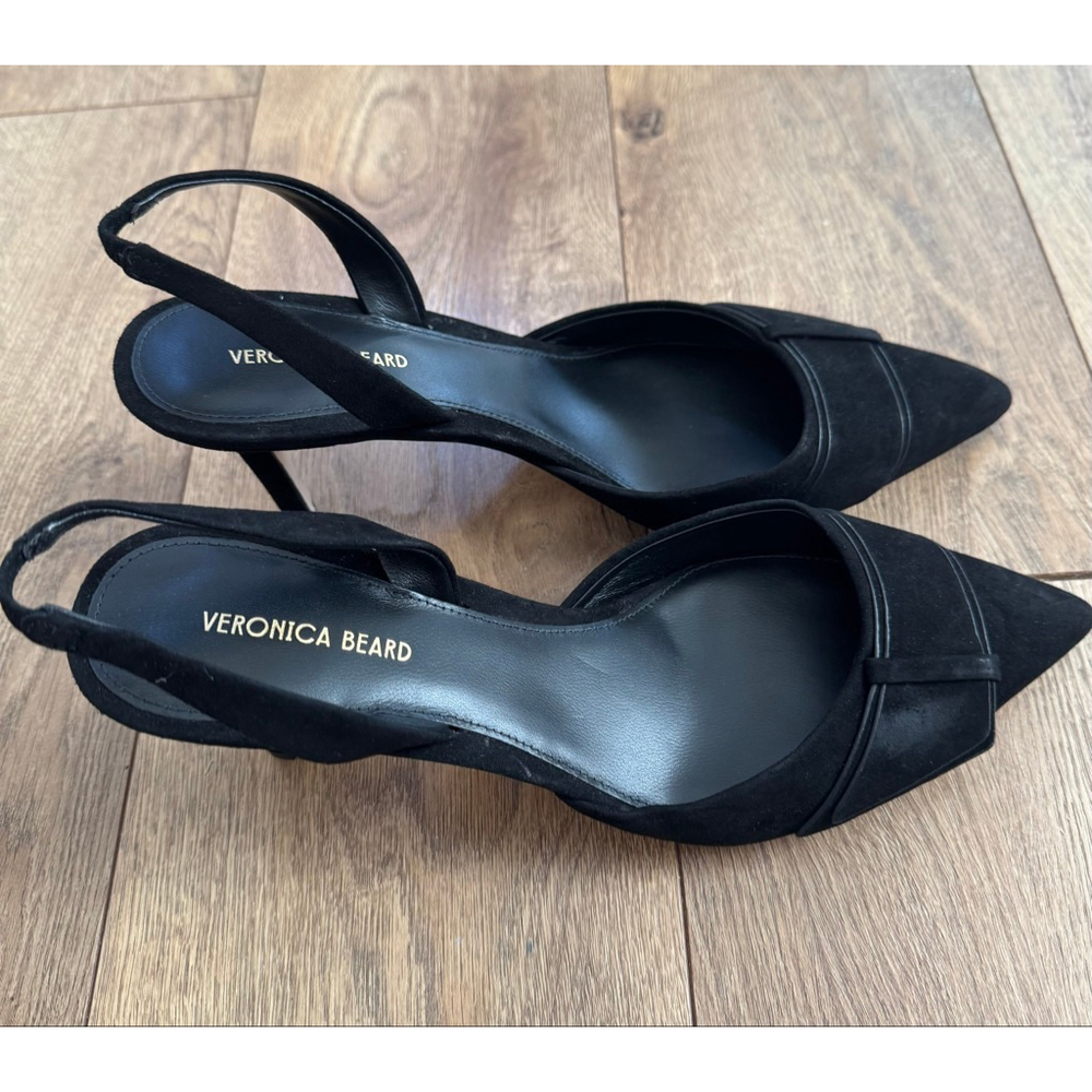 Women's Veronica Beard Black Suede Slingback Heels Size 8.5 - Picture 2 of 7